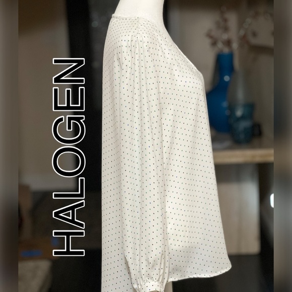 HALOGEN WOMEN’S DRESS BLOUSE SIZE M BUST 20.5” LENGTH Front 24.5” Back 27” HI/LO - Picture 5 of 15